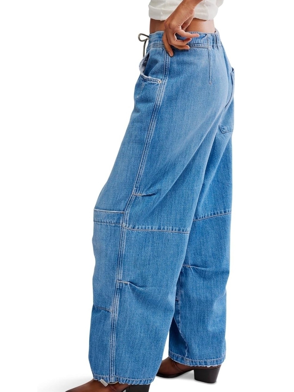 NWOT We The Free Logan Cinched Cargo Jeans with Drawstring Waist - Picture 2 of 14